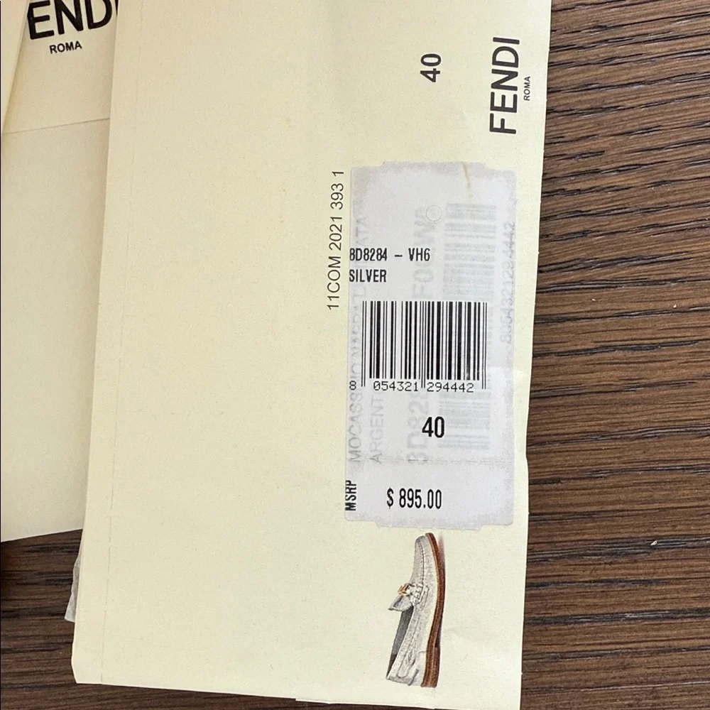 Fendi Metallic Silver Loafers with Gold Accent. Women’s size 40. - Picture 9 of 9